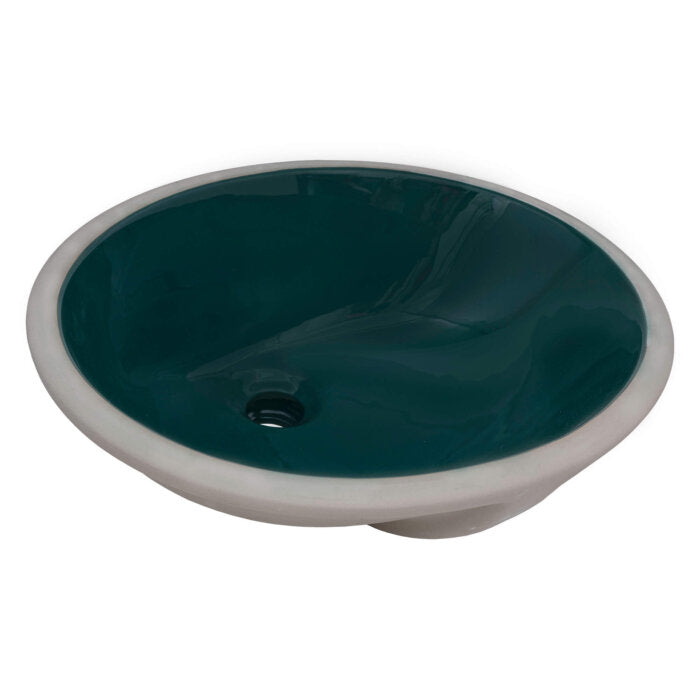 Krona Model: RVB0618EG Ruvati 16 x 13 inch Undermount Bathroom Sink Emerald Green Oval Porcelain Ceramic with Overflow – RVB0618EG