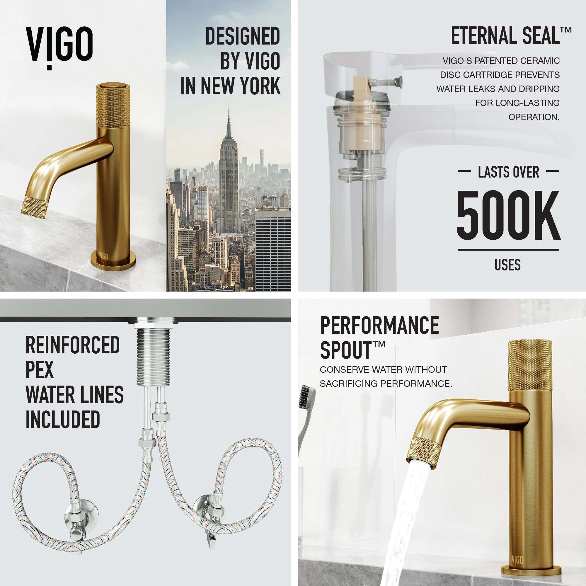 VIGO - Apollo Single Hole Bathroom Faucet In Matte Brushed Gold Model# VG01048MG