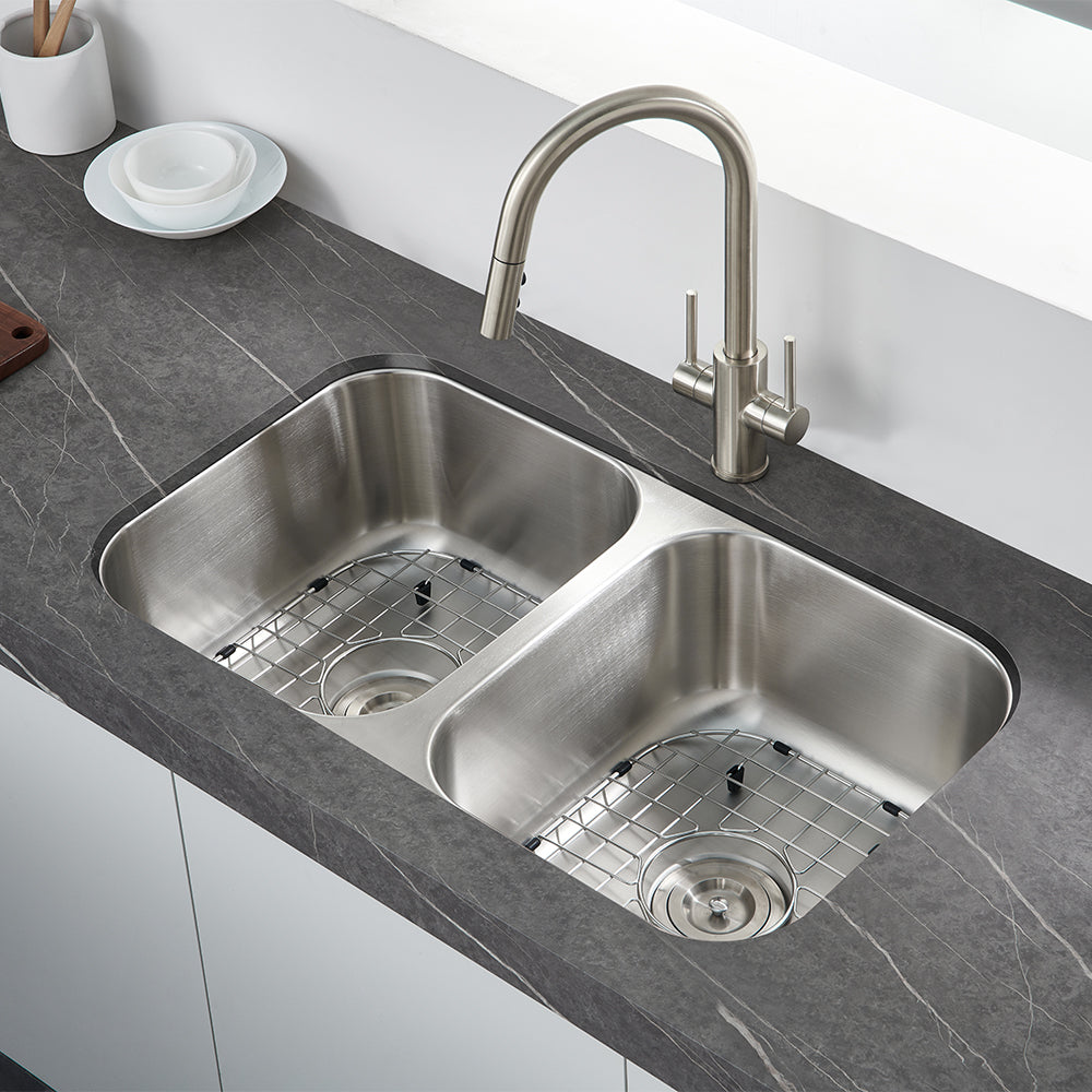 Oakland 32″ Undermount Stainless Steel 50/50 Double Bowl Kitchen Sink Model# KSU321899