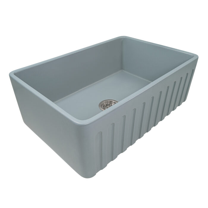 Fiamma Model: RVL2100GR Ruvati 30 x 20 inch Fireclay Reversible Farmhouse Apron-Front Kitchen Sink Single Bowl – Horizon Gray – RVL2100GR