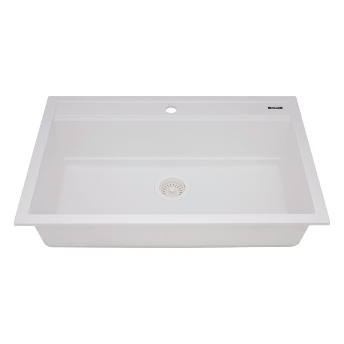 Ruvati 31-inch epiCube Granite Composite Quartz Workstation Drop-in Topmount Kitchen Sink Arctic White Matte – RVG1631WH