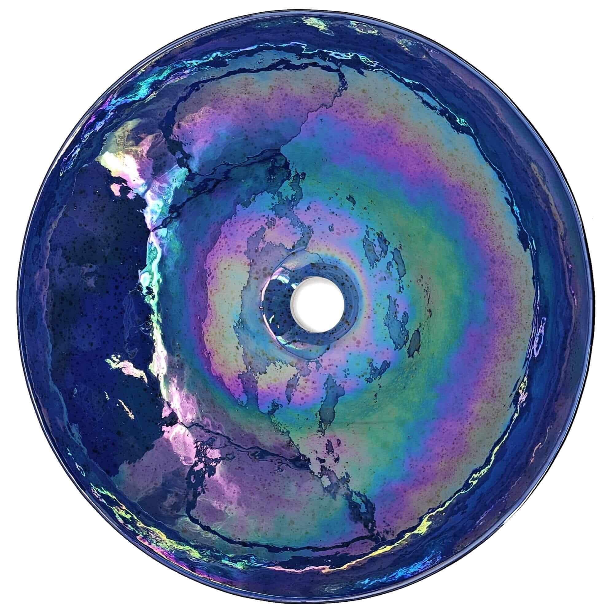 Murano Model: RVB3044 Ruvati 16 inch Murano Glass Art Vessel Circle Decorative Pattern Bathroom Sink – Celestial Blue – RVB3044