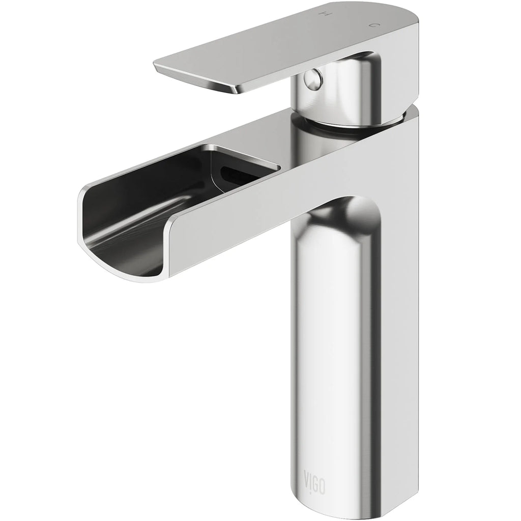 VIGO - Amada Single Hole Open Spout Bathroom Faucet In Brushed Nickel Finish Model# VG01042BN