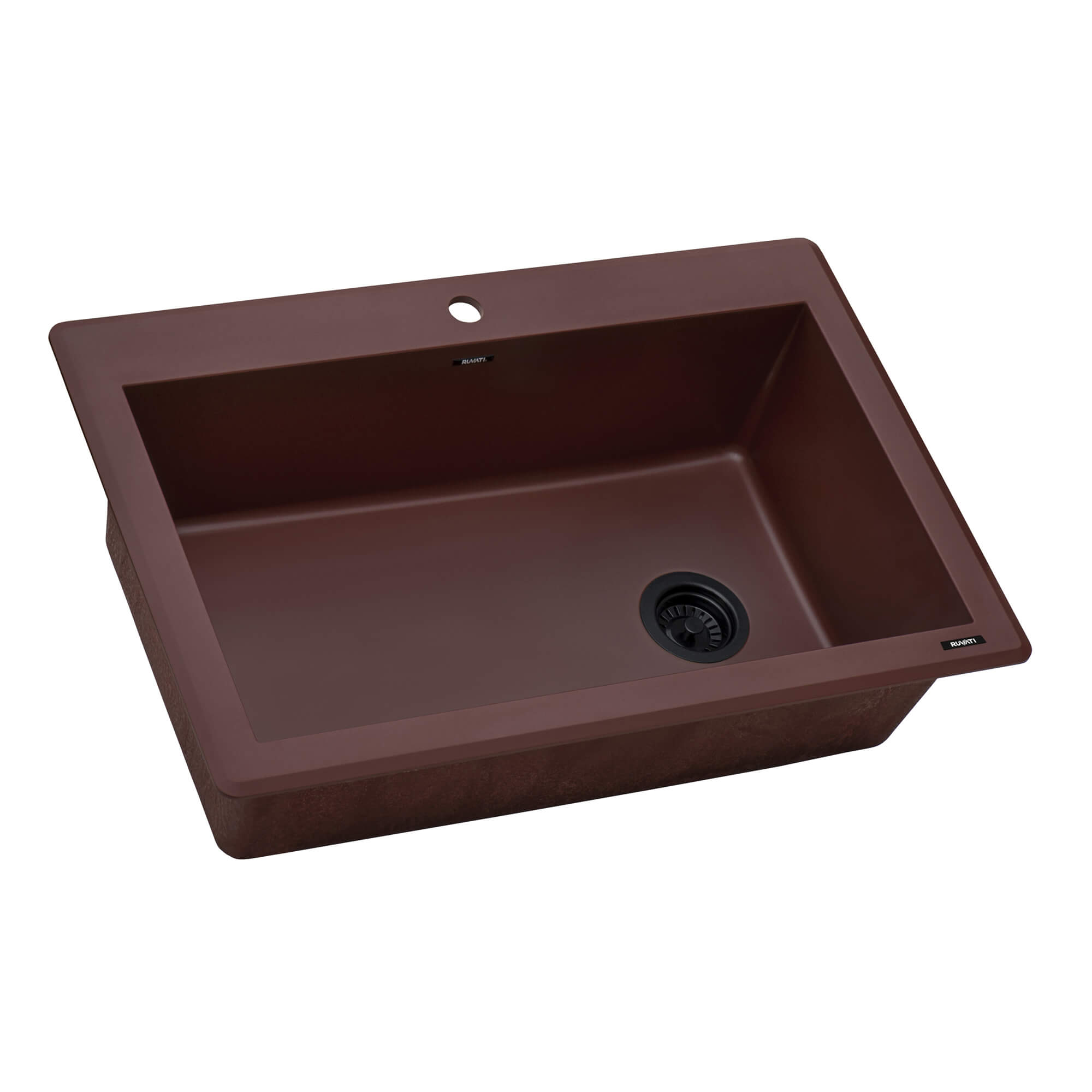epiGranite Model: RVG1033RD Ruvati 33 x 22 inch Granite Composite Quartz Drop-in Topmount Single Bowl Kitchen Sink – Carnelian Red – RVG1033RD