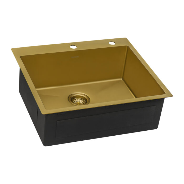 Terraza  Ruvati 25"Matte Gold Drop-in Top Mount Kitchen Sink Single Bowl – Model# RVH5007GG