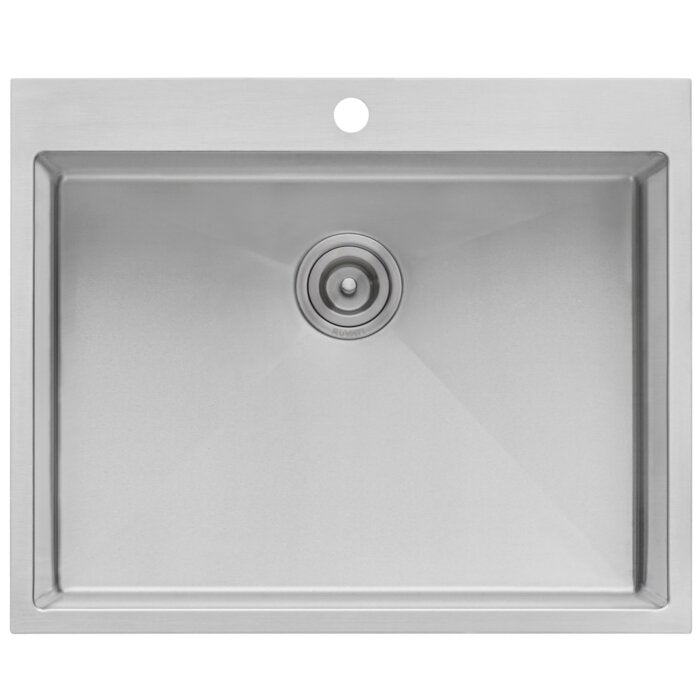 Forma Pro Ruvati Top Mount Laundry Utility Sink 27" x 22" x 12" Rounded Corners Deep 16 Gauge Stainless Steel – Model# RVU6027