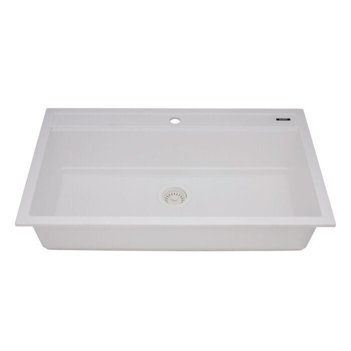epiCube Model: RVG1634WH Ruvati 34-inch epiCube Granite Composite Quartz Workstation Drop-in Topmount Kitchen Sink Arctic White Matte – RVG1634WH