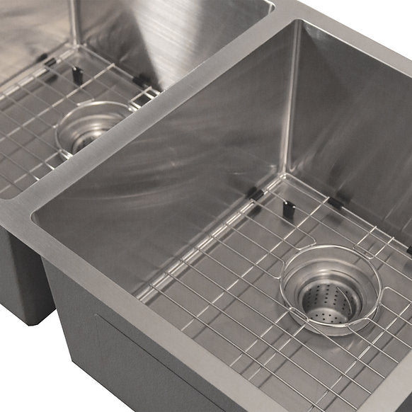 Nantucket Sinks - Small Radius Undermount Equal Double Bowl Stainless Steel Sink Model# SR3219-DE-16