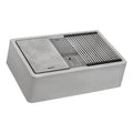epiCast Ruvati 33-inch Matte Gray Granite Farmhouse Workstation Apron-front Composite Kitchen Sink – Model# RVG1533GR