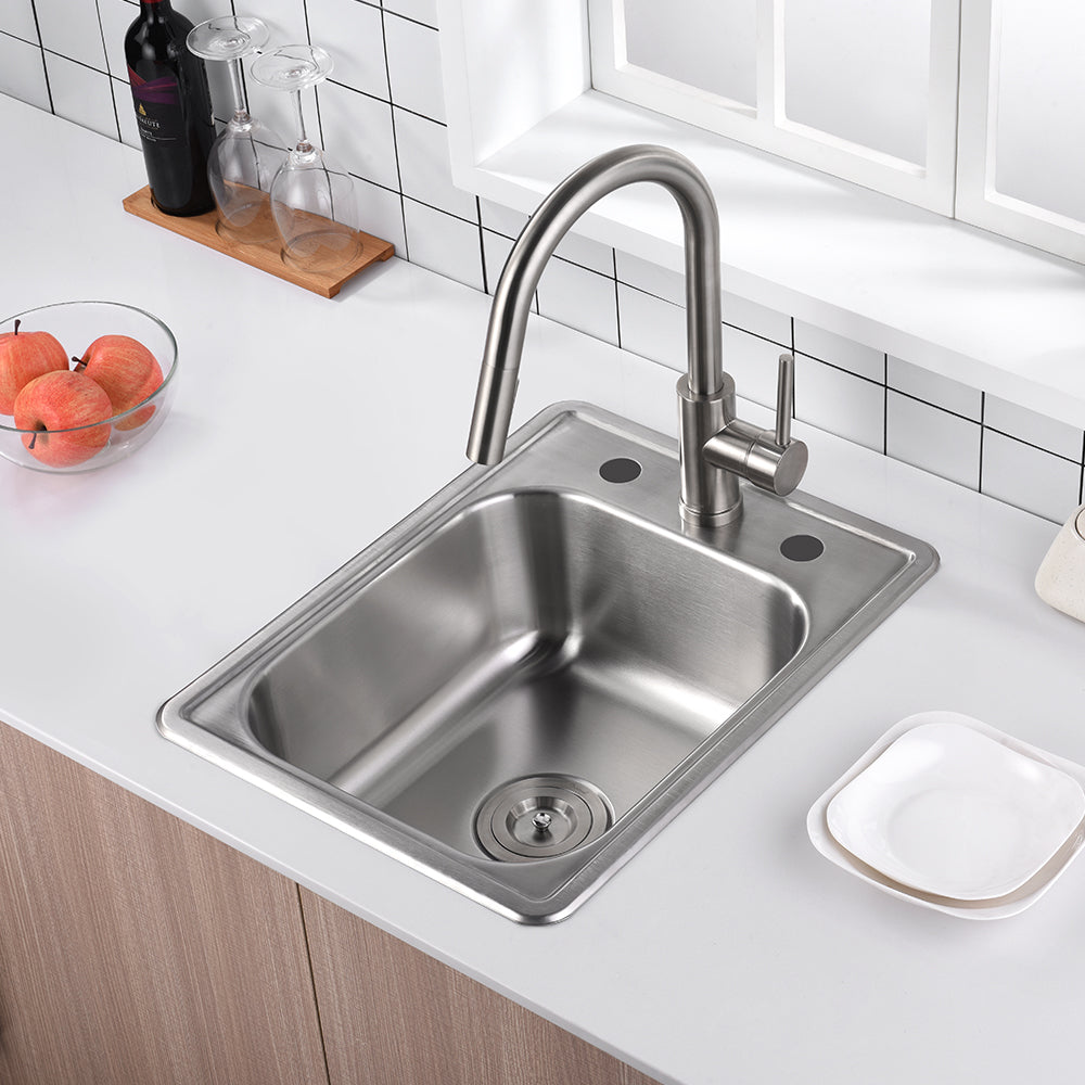 Oakland 17"x22" Drop-In Top Mount Stainless Steel Single Bowl Bar/Prep Sink with 3 Holes Model# KST17228-3