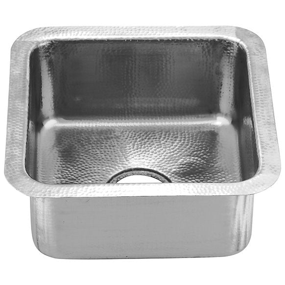 Nantucket Sinks - 16-1/2" Square Hammered Stainless Steel Undermount Bar/Prep Sink - In Matte Finish Model# SQRS-7MF