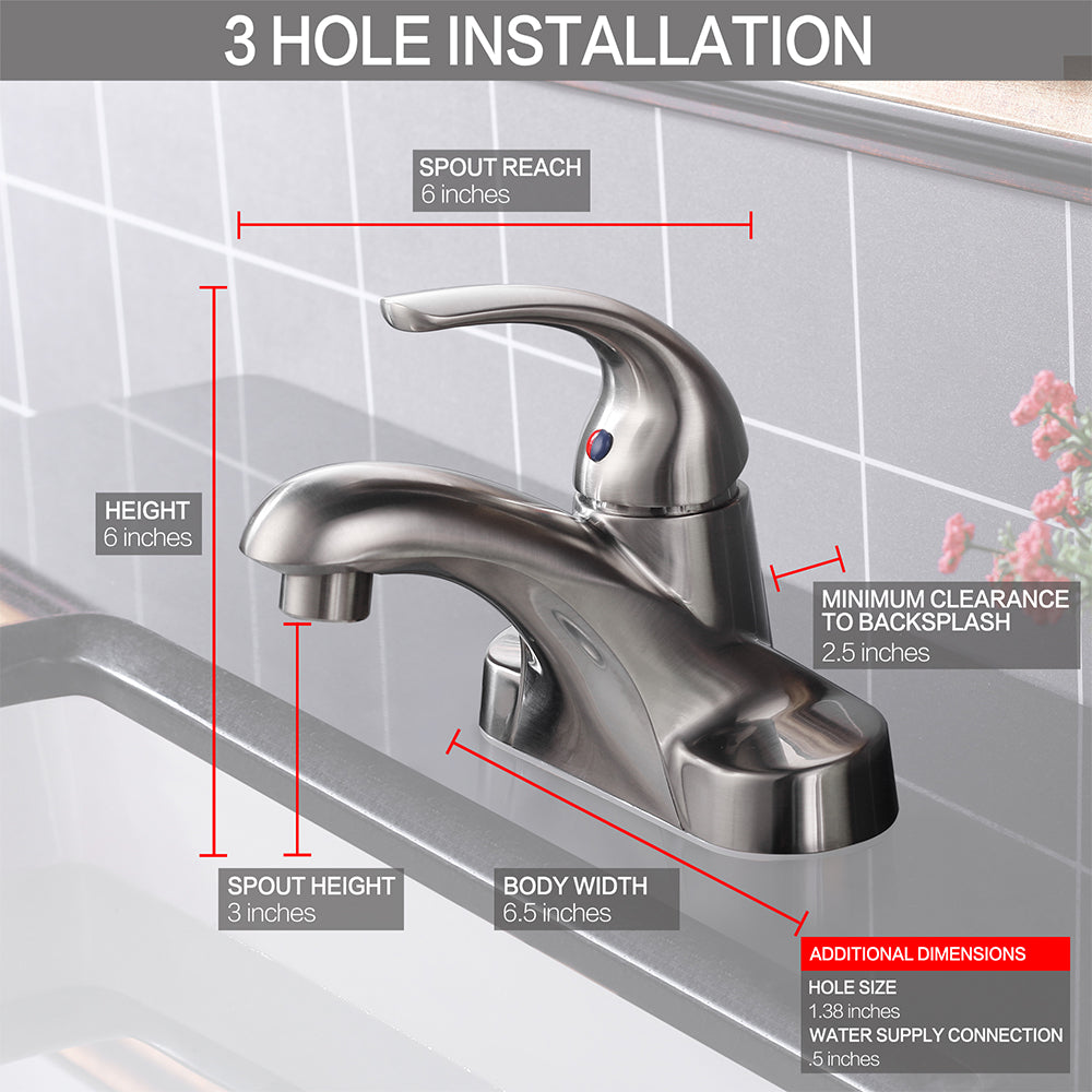 4″ Center Set Two Handles Bathroom Sink Faucet with Pop Up Drain in Chrome Model# KSB4131C