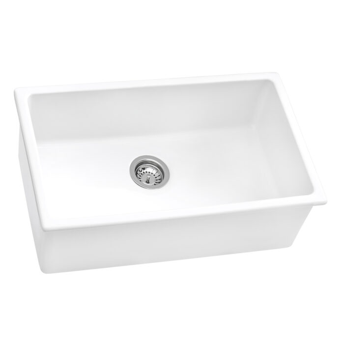 Fiamma Model: RVL3030WH Ruvati 30-inch Fireclay Undermount / Drop-in Topmount Kitchen Sink Single Bowl – White – RVL3030WH