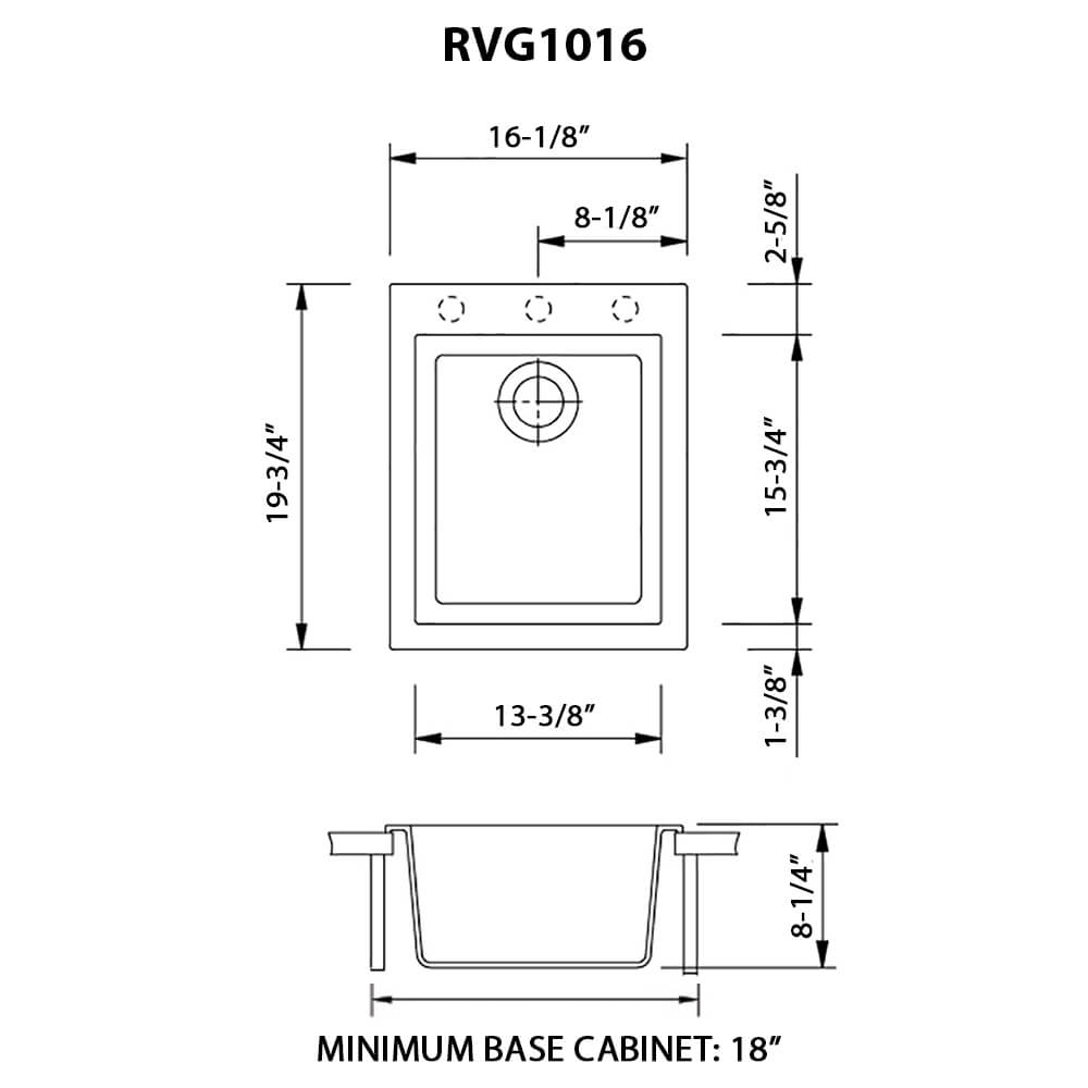 epiGranite Model: RVG1016BR Ruvati 16 x 20 inch epiGranite Drop-in Topmount Granite Composite Quartz Single Bowl Wet Bar Prep Sink – Berry Red – RVG1016BR