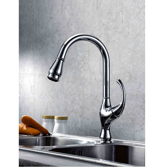 Dawn Single-Lever Pull-Out Kitchen Faucet In Brushed Nickel Model# AB08 3157BN