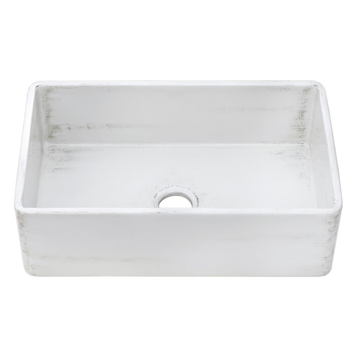 Fiamma Model: RVL2300SW Ruvati 33 x 20 inch Fireclay Reversible Farmhouse Apron-Front Kitchen Sink Specialty Finish – Distressed White – RVL2300SW