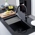 Oakland 32″ Workstation Under Mount Kitchen Sink 90 Degree Zero Radius in Matte Black Model# WSH321910MB