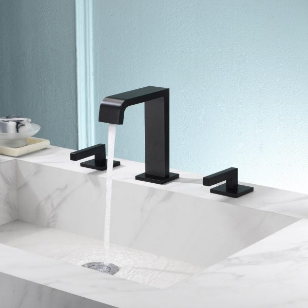 Oakland Double Handle 6-8″ Widespread Bathroom Sink Faucet with Pop Up Drain – Model# KSB8233MB