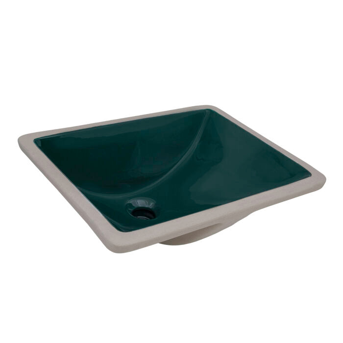 Krona Model: RVB0720EG Ruvati 18 x 12-3/4 inch Undermount Bathroom Sink Emerald Green Rectangular Porcelain Ceramic with Overflow – RVB0720EG