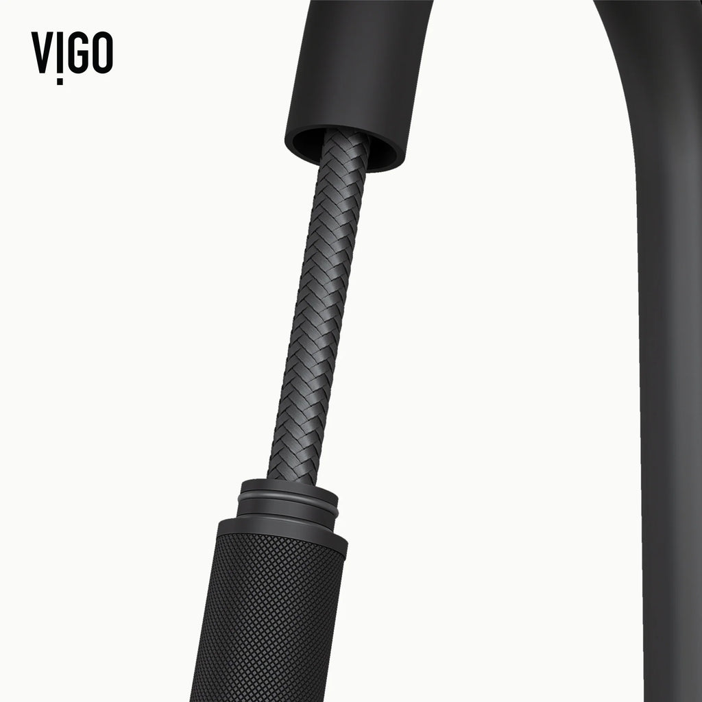 VIGO - Gramercy 17" Single Handle Smart Pull-Down Kitchen Touchless Faucet In Matte Black Model# VG02008MBS