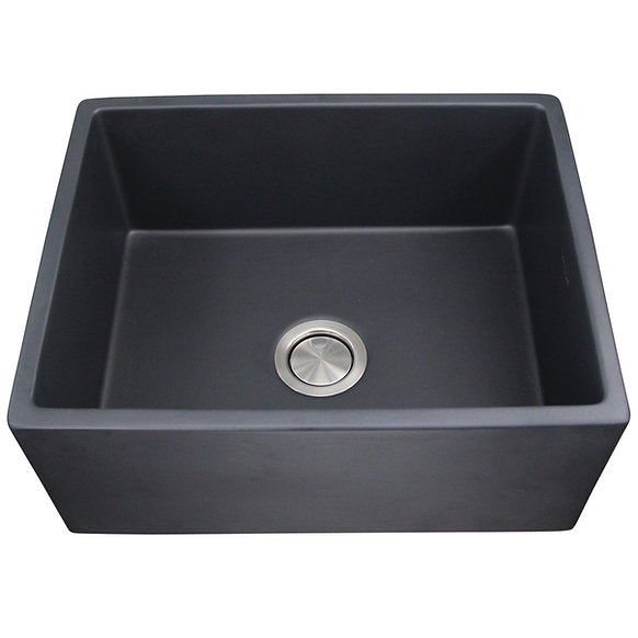 Nantucket Sinks - 23" Farmhouse Fireclay Sink With A Glazed Finish In Matte Black Model# FCFS2418S- MatteBlack