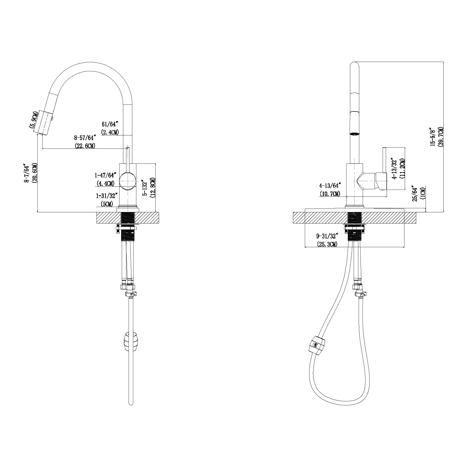 Single Handle 1 Hole Pull-Down Kitchen Faucet – Model# KSK1126C