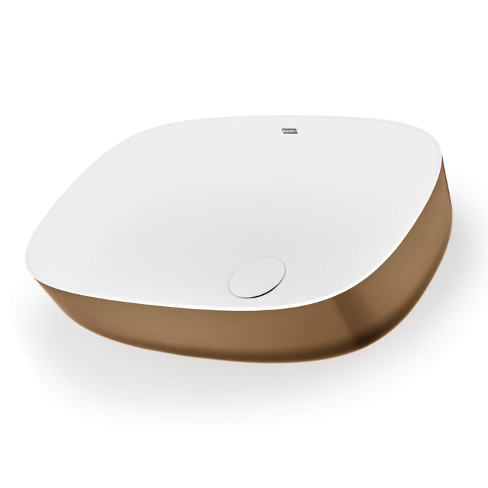 Sinatra Model: RVB2113GW Ruvati 19-inch Matte Gold and White Bathroom Vessel Sink epiStone Solid Surface – RVB2113GW