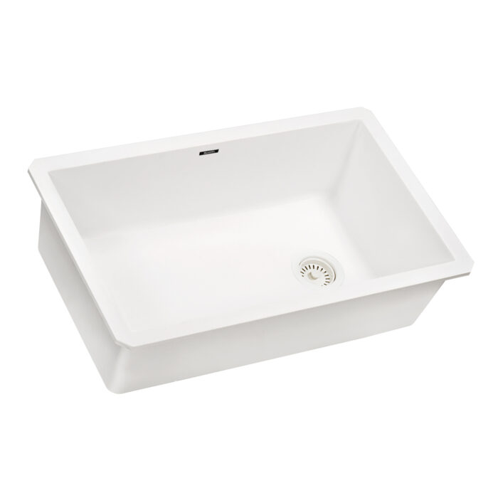 epiGranite Model: RVG2033WH Ruvati 32 x 19 inch epiGranite Undermount Granite Composite Quartz Single Bowl Kitchen Sink – Arctic White Matte – RVG2033WH