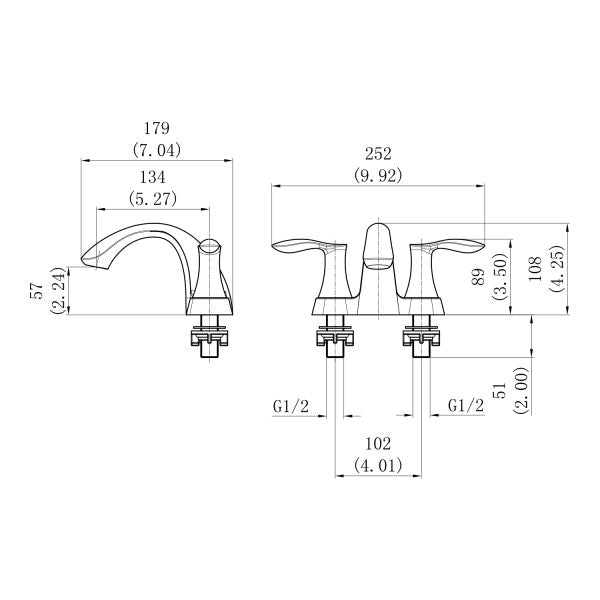 4″ Center Set Two Handles Bathroom Sink Faucet with Pop Up Drain in Brushed Nickel Model# KSB4232BN