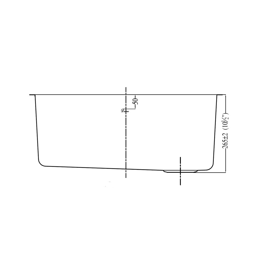 Dawn 27" Undermount Single Bowl Small Radius Stainless Steel Kitchen Sink In 16 Gauge With Corner Drain Model# DSU2517