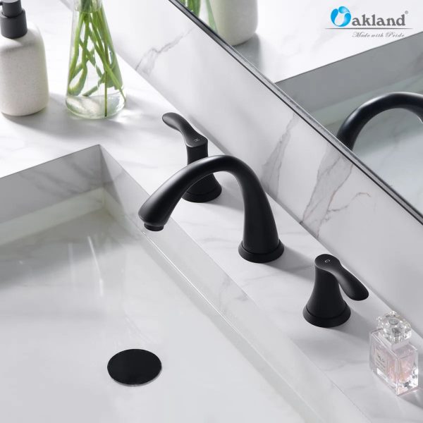 Oakland Wide Spread Bathroom Sink Faucet with Pop Up Drain in Matte Black Model# KSB8232MB