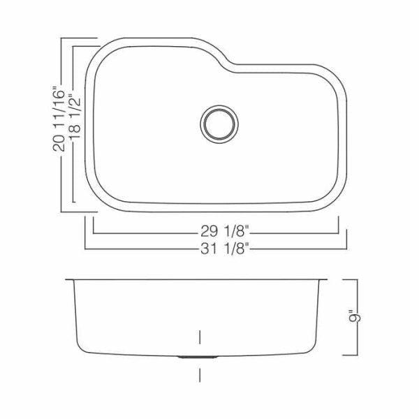 Oakland Large Size 18 Gauge 31″ Undermount Stainless Steel Single Bowl Kitchen Sink Model# KSU31219S