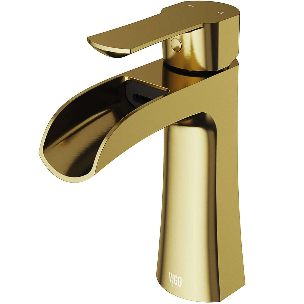 VIGO - Paloma Single Hole Single Handle Open Front Bathroom Faucet In Matte Brushed Gold Model# VG01041MG