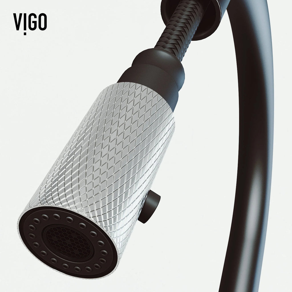 VIGO - Bristol Pull-Down Single Lever Kitchen Faucet In Stainless Steel/Matte Black Model# VG02033STMB