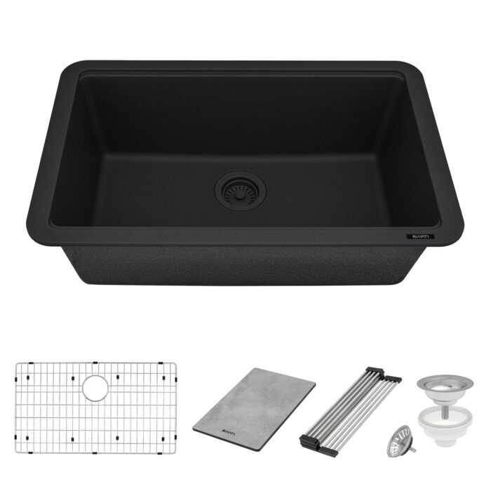 epiStage Model: RVG2310UG Ruvati 30-inch Granite Composite Quartz Workstation Urban Gray Undermount Kitchen Sink – RVG2310UG