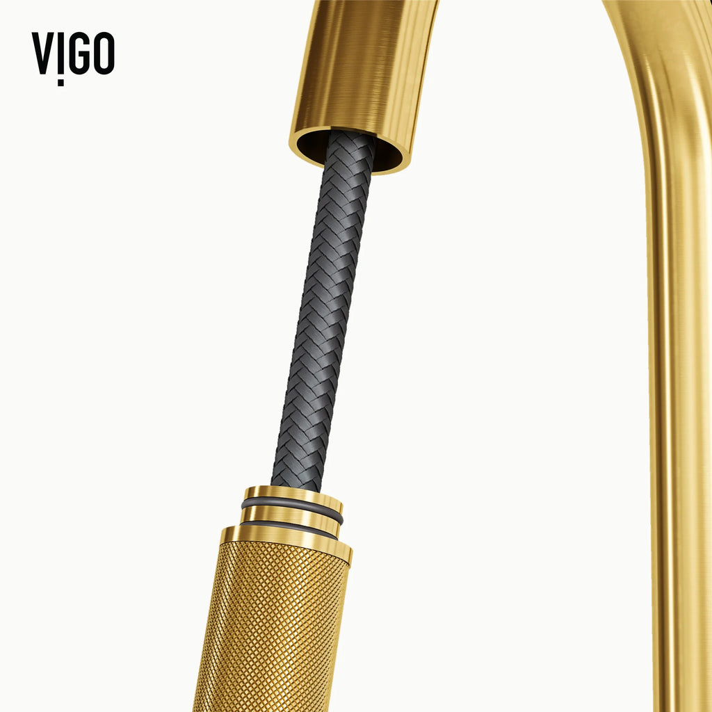 VIGO - Gramercy 17" Single Handle Smart Pull-Down Kitchen Touchless Faucet In Matte Brushed Gold Model# VG02008MGS