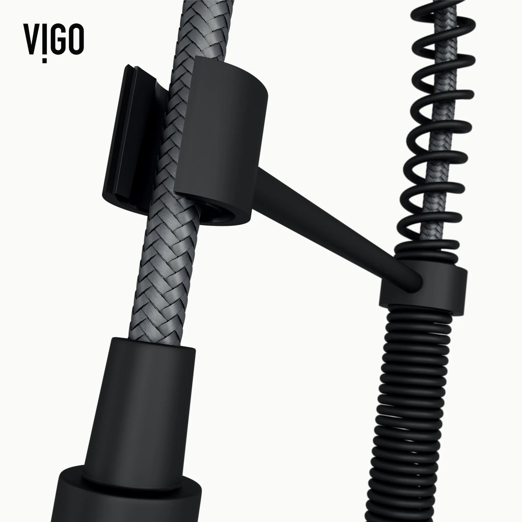 VIGO - Edison 19" Single Handle Smart Pull-Down Touchless Kitchen Faucet With Spring In Matte Black Finish Model# VG02001MBS