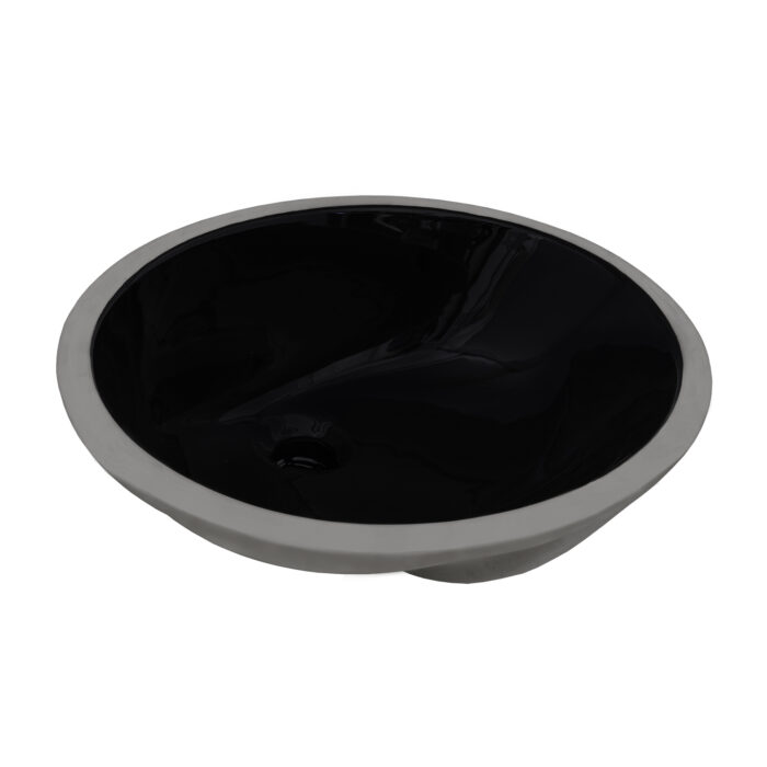 Krona Model: RVB0618BK Ruvati 16 x 13 inch Undermount Bathroom Sink Black Oval Porcelain Ceramic with Overflow – RVB0618BK