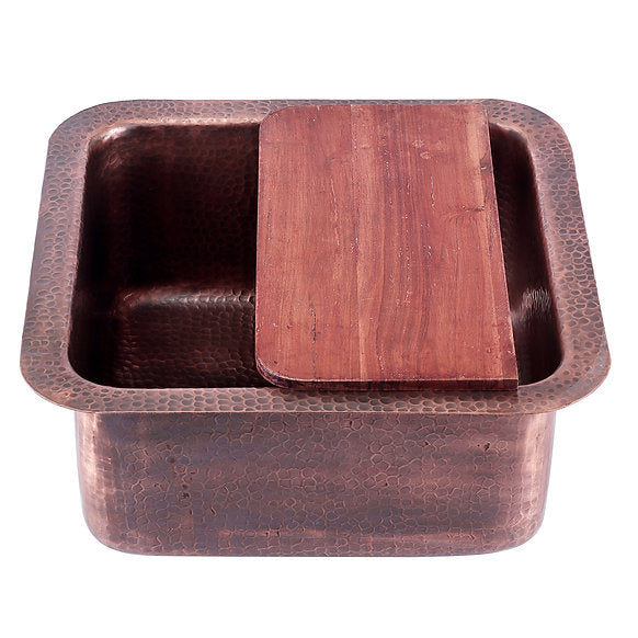 Nantucket Sinks - Hand Hammered Copper Square Dual Mount Bar/Prep Sink Model# SQRC-7PS