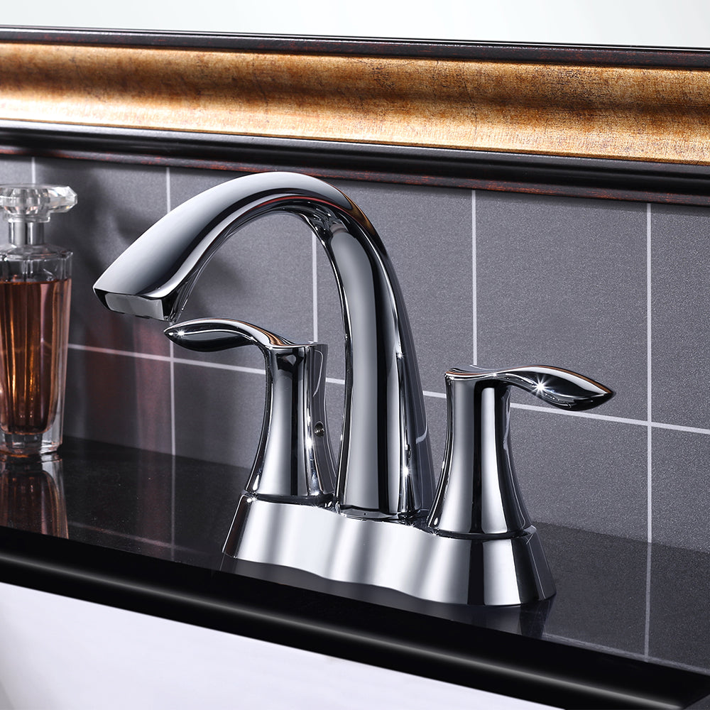 4″ Center Set Two Handles Bathroom Sink Faucet with Pop Up Drain in Chrome Model# KSB4231C