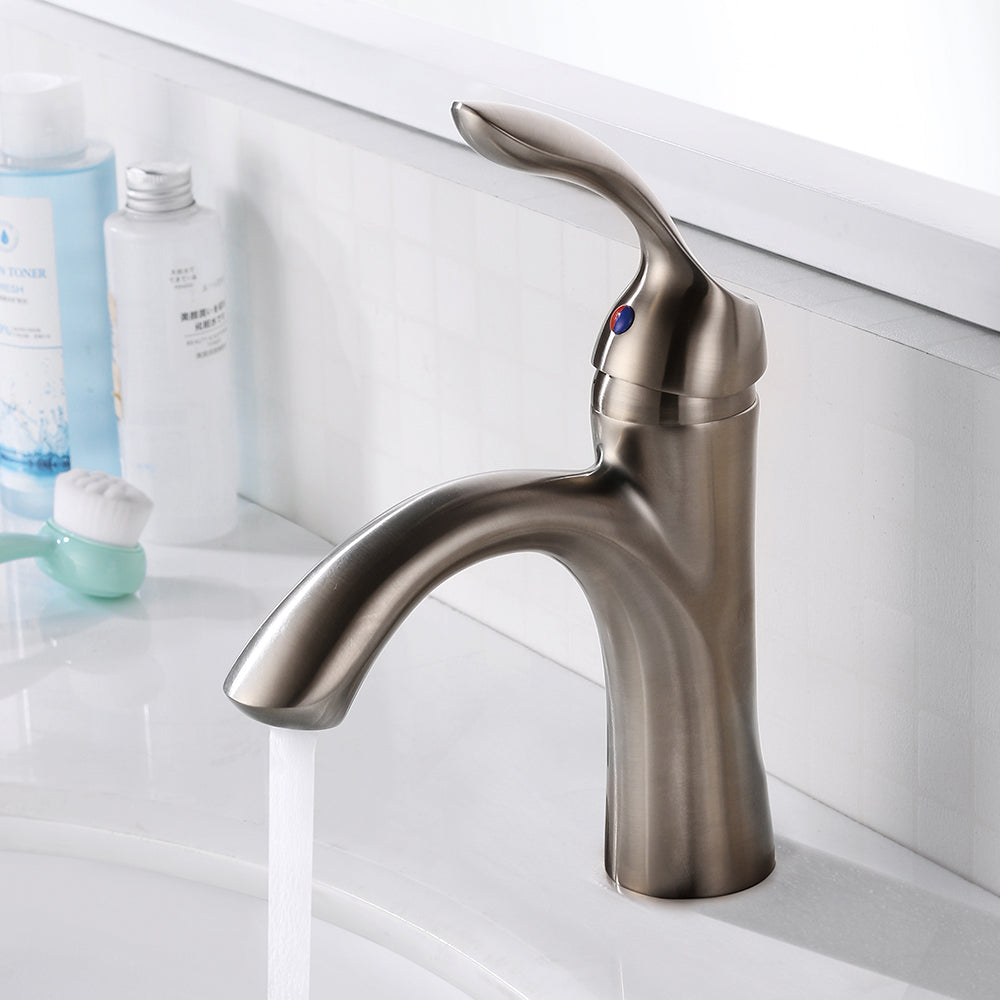 Oakland Single Handle Bathroom Sink Faucet with Pop Up Drain in Brushed Nickel Model# KSB1106BN