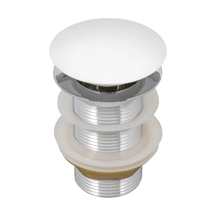 Bathroom Accessories Model: RVA5102WH Ruvati White Ceramic Top Push Pop-up Drain for Bathroom Sinks without Overflow- RVA5102WH