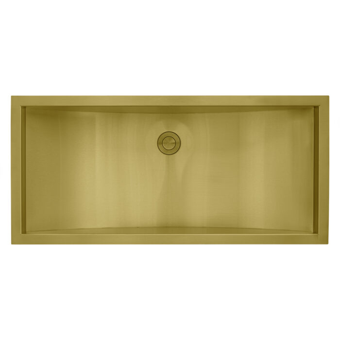 Ariaso 34" x 14" Brushed Gold Rectangular Bathroom Sink Undermount – Model# RVH6134GG