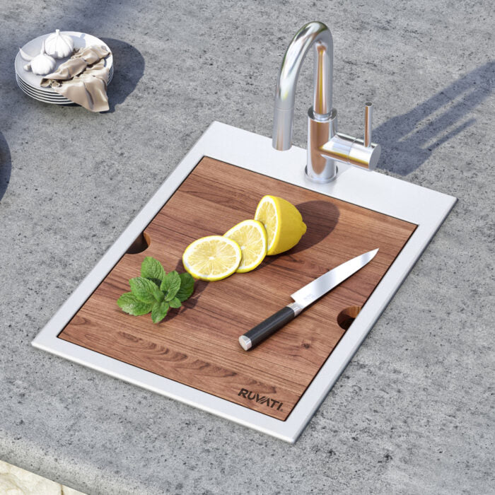 Vino Ruvati 15" x 20" Workstation Drop-in Topmount Bar Prep RV Sink 16 Gauge Stainless Steel – RVH8210