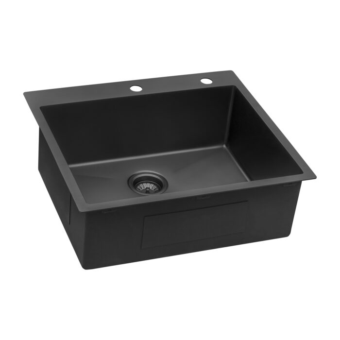 Terraza  Ruvati 25"Gunmetal Black Stainless Steel Drop-in Topmount Kitchen Sink Single Bowl – Model# RVH5007BL