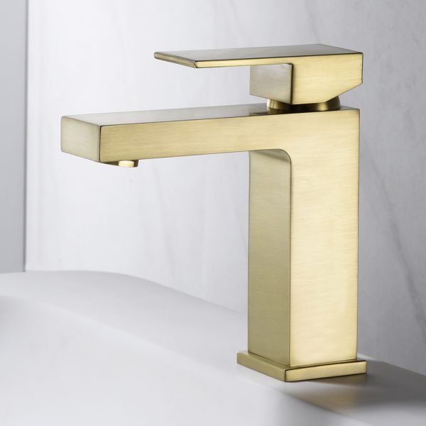 Oakland Single Handle 1 Hole Bathroom Sink Faucet with Pop Up Drain in Satin Gold Model# KSB1112SG