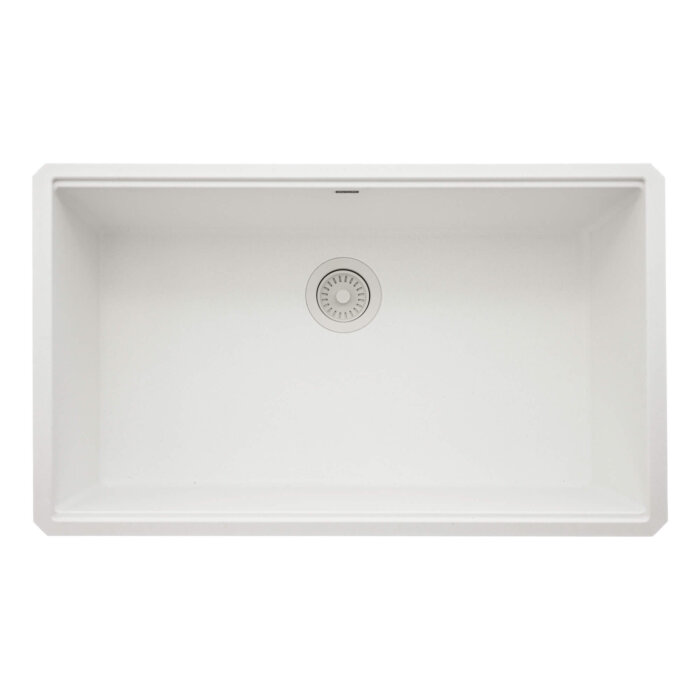 epiStage Model: RVG2306WH Ruvati 33-inch Granite Composite Quartz Workstation Undermount Kitchen Sink Single Bowl Arctic White Matte – RVG2306WH