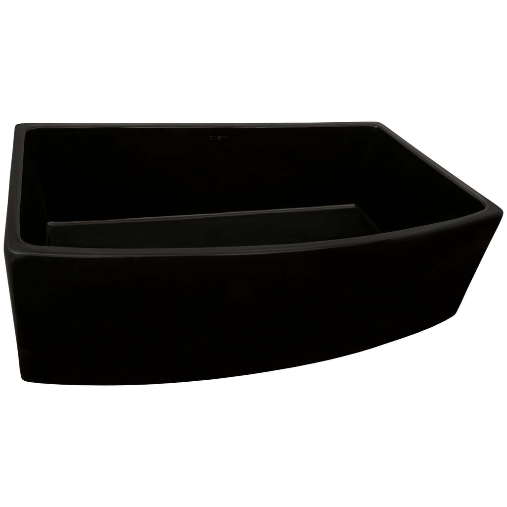 Fiamma Model: RVL2398BK Ruvati 33 inch Fireclay Black Farmhouse Kitchen Sink Bow Front Curved Apron Single Bowl – RVL2398BK