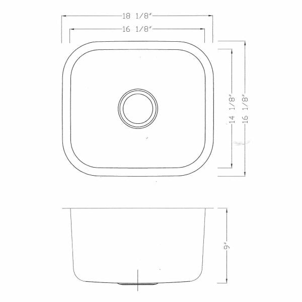 Oakland 18″x16″ Undermount Stainless Steel Single Bowl Bar/Prep/Kitchen Sink Model#KSU1816