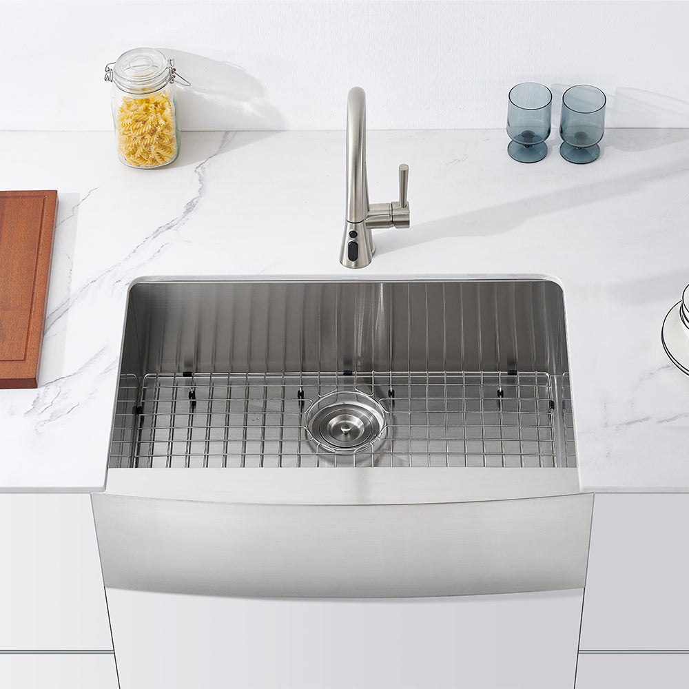 Oakland 30″ Zero Radius, Farmhouse 16 Gauge Stainless Steel Single Bowl Kitchen Sink Model# KSF302010S